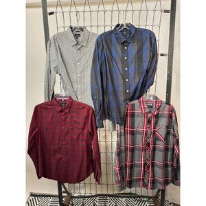 Set Of 4 Mens Long Sleeve Plaid & Checkered Shirts Size M Structure Zoo York